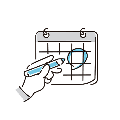 カレンダーを指す医師のイラスト