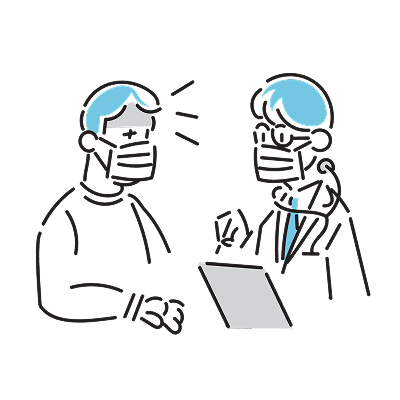 医師が人間ドックを案内しているイラスト